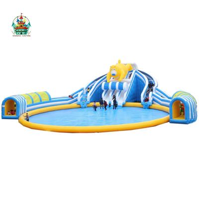 China Commercial Inflatable Water Park Business Bear Water Park Summer Kids Floating Inflatable Kids and Adult Inflatable Water Park for sale