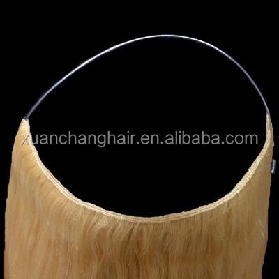 China Softest Good Quality Human Remy Hair Halo Hair Extensions With Wire for sale