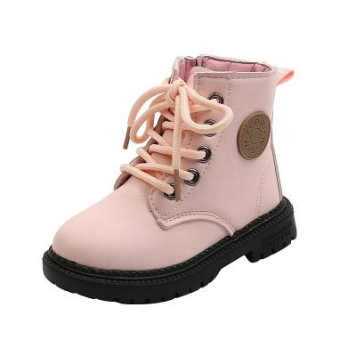 China Deodorization 2021 Spring Autum Kids Shoes Leather Flower Baby Rubber Boots Waterproof Kids Martin Boots Fashion for sale