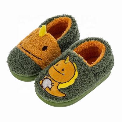 China Deodorization Factory Customized Hot Selling Dinosaur Cartoon Hit Color Winter Girls Non-slip Indoor Home Children's Cotton Shoes for sale