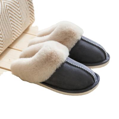 China Deodorization 2021 Cotton Candy Color Deerskin Men's Winter Slippers Fluffy Flat Non-slip Women's Slippers Home Imprisonment Shoes for sale