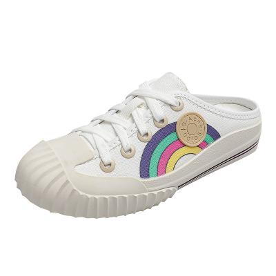 China Fashion trend OEM can be customized LOGO fashion the four seasons high quality can wear rainbow ladies casual shoes canvas shoes for sale