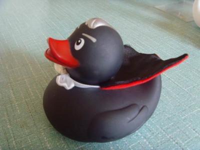 China Toys Retail Superhero Rubber Ducks , Black Cool Rubber Duck For Promotion Gift Shop for sale