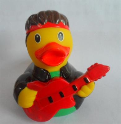 China Guitar Player Character Rubber Duck Bath Toys , Rubber Duckies That Float Upright  for sale