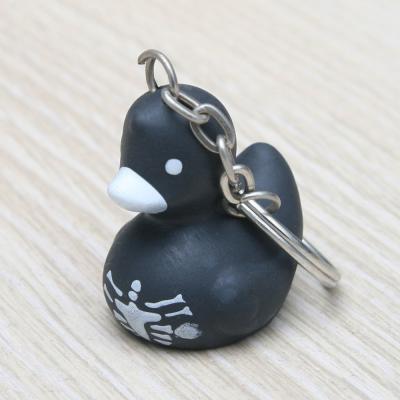 China Black Vinyl Skeleton Duck Rubber Duck Keychain Party Favors Gift For Home Key for sale