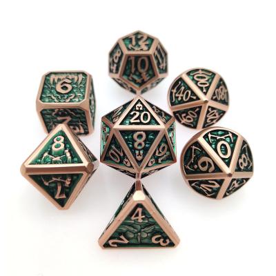 China Gaming Die Cut New Design Metal Dies Set Include Pocket For Game Table Top DnD RPG MTG Games 7pcs D4 D6 D8 D10 D% D12 D20 Set Polyhedral for sale