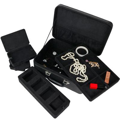 China High-end Jewelry Storage Box Black Oversized Necklace Packaging Box Wholesale Stain Capacity Jewelery Package Earring Earrings Jewelry Storage Box for sale