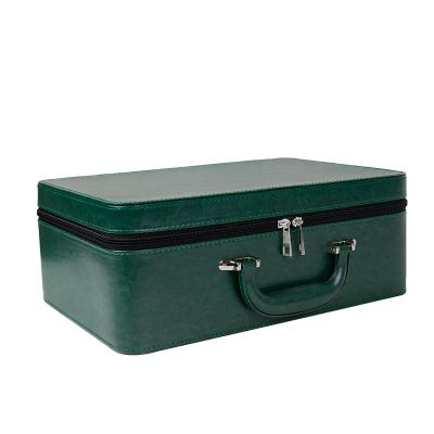 China Factory Wholesale Eco-friendly PU Jewelry Storage Box Bracelet Storage Box Gift Leather Green Jewelry Box for sale