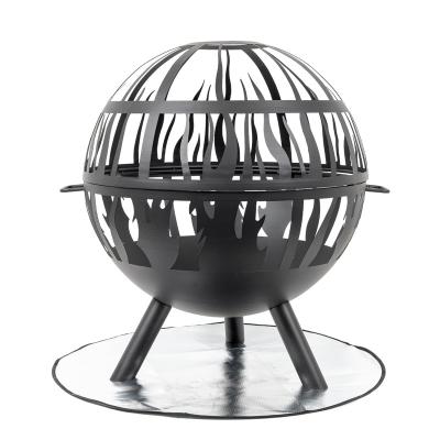 China Outdoor Stocked Decoration Laser Cut Metal Fire Pit Calentador Heater Tripod Charcoal Firewood Pit Corten Steel Fire Sphere Burning Fire for sale