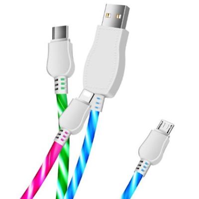 China New Camera Design 2A Fast Charging LED USB Obvious Overflowing Data Cable For iPhone/Android/Type C for sale