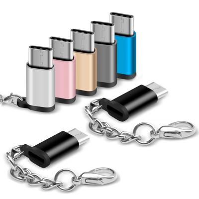 China COMPUTER Micro USB Female To Type C Male Adapter With Key Chain for sale