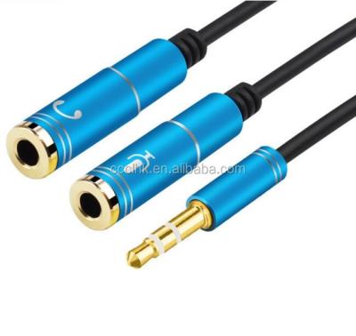 China Multimedia 30CM 3.5mm Earphone Mic Audio Y Splitter Cable Male To Dual Female Converter Adapter for sale