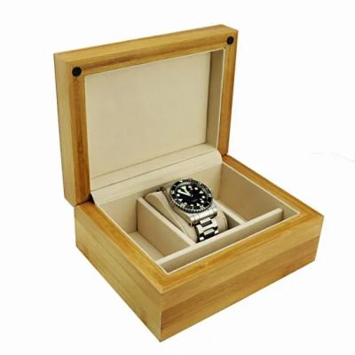 China 3 Slots Recyclable Custom Solid Bamboo Luxury Wooden Wristwatch Box Watch Storage Box with Warranty Card Slot for sale