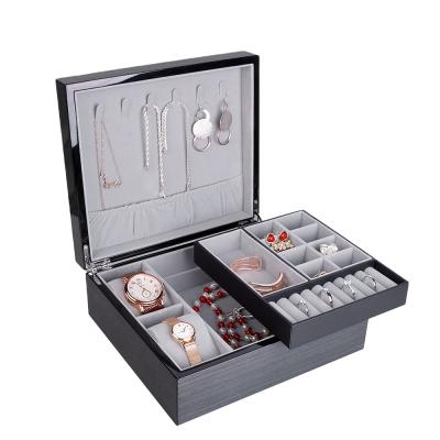 China Handmade Universal Wooden Jewelry Watch Gift Box Luxury Jewelry Storage Case Customized Elegant for sale