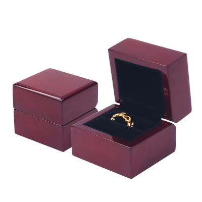 China MDF+Glossy Lacquer Jewelry Box Packaging Wooden Jewelry Boxes With Logo Velvet Jewelry Ring Boxes With Logo for sale