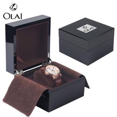 China MDF+Glossy Varnish Wholesale Customized Luxury Black Glossy Lacquer Wooden Watch Box, Wooden Packing Box for sale