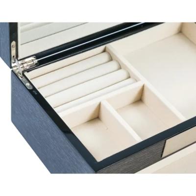 China Wooden Gift Box Packaging Handmade Jewelry , 2 Layer MDF Glossy Lacquer Display Box With Window Top for sale