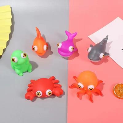 China Biig Multi Style Hot Sale 2022 Colorful Eye Squeeze Dinosaur Stress Sea Animal Eyes Noise Out Plastic Wriggling Person Doll Relaxation Toy For Kids for sale