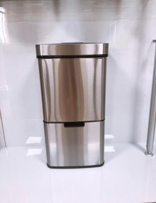 China 67 Liter Stainless Steel Sustainable Intelligent Automatic Sensor Trash Large Two Indoor Trash Bins for sale