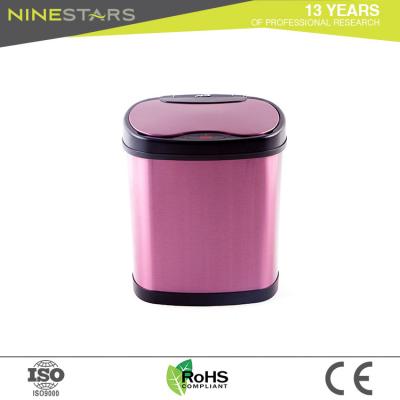 China Best viable nine star red stainless steel touchless trash can on sale for sale