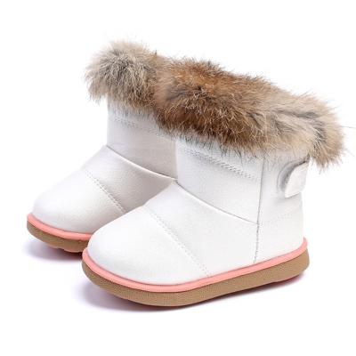 China Wholesale Round Winter Warm Kids Boots Girls Snow Boots With Fur Baby Fashion Trend Boots Casual Kids School Soft Bottom Shoes for sale