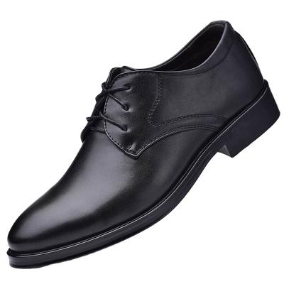 China Business Casual Leather Shoes Spring Black Leather Shoes Other PU Brushed Formal Shoes Men New Headed Lace Up for sale