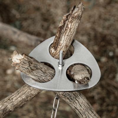 China Portable Outdoor Pot Hanger Triangle Foot Bracket Camping Supplies Campfire Stainless Steel Tripod Chain and Hook BAF001 for sale