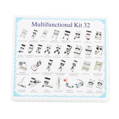 China 32pcs/Set Multifunctional Home Use Accessories Hardcover Book Presser Sewing Foot Set Household Sewing Machine Presser Foot Braiding for sale