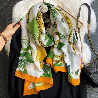 China Spring And Autumn Mori System Scarf Idyllic Beach Sunscreen Cotton Tiger Printing Cotton And Linen Scarf Shawl for sale