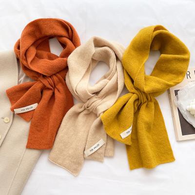 China Keep Autumn Winter Solid Color Knitted Warm Scarf Students Keep Warm Winter Knitted Wool Scarf for sale