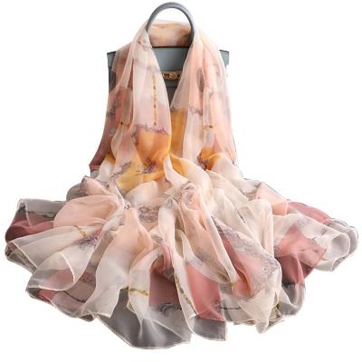 China New Fashion Ladies Spring and Autumn Gauze Long Shawl Soft Sunscreen Tulle Scarf Soft Fashion Trend for sale