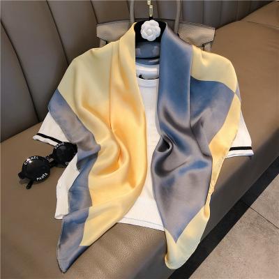 China Color matching silk scarf fashion summer square decoration style 90*90cm large square silk scarf for women for sale