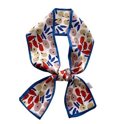 China Long spring and summer cute printing small decorative silk scarf for women scarf ladies head scarf for sale