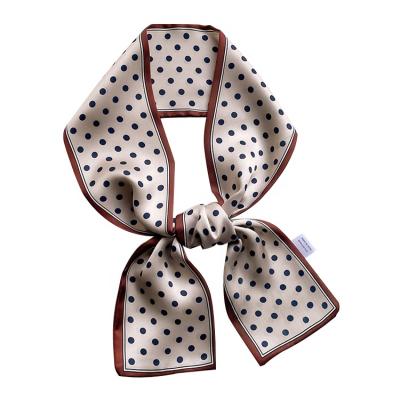 China Long Korean version of the spring women's neck scarf satin hair scarf summer sports polka dot printing for sale