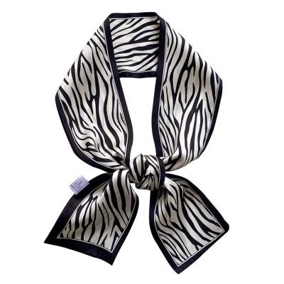 China Long Newly Designed Luxury Leopard Print Small Silk Scarf For Women Bag Scarf Women Head Silk Scarves for sale