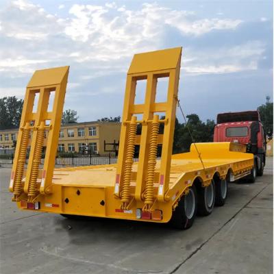 China Hochwertiger Trailer mit niedrigem Lager Transport Schwermaschine mit niedrigem Lager Lastwagen Semi-Trailer mit mechanischer Leiter zu verkaufen