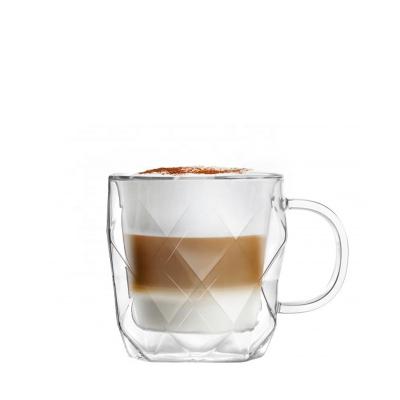 China New 15.22 oz 450ml Sustainable High Quality Berisware Coffee Glass Set Double Wall Glass Handcrafted Coffee Mug for sale