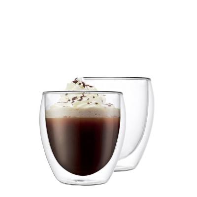 China Amazon Hot Selling Double Wall Mugs 8.45oz 250ml Minimalist Double Wall Glass Mugs For Coffee And Tea for sale