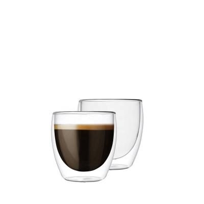 China Hot Selling Minimalist Amazon Promotion 2.71Oz/80ml Double Wall Glass Espresso Cups Double Wall Glass Mugs for Coffee and Tea for sale