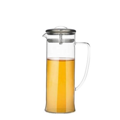 China Viable HOT SALE Borosilicate Glass Carafe Jugs With S/S Lid For Lemon Water And Tea Pot for sale