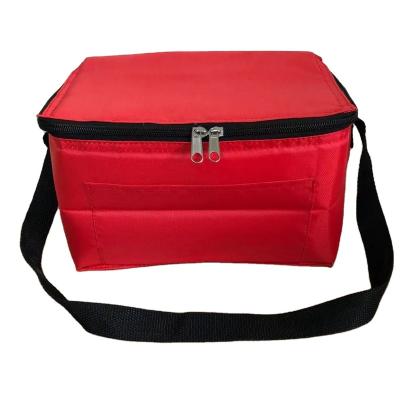 China Folding Small Waterproof Red Beach Polyester Cooler Bag With Custom Logo for sale