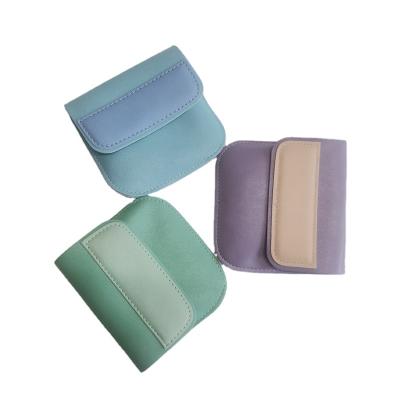 China High Quality Waterproof Small PVC Leather Stand Credit Card Holder Fashion Short Wallets Women Coin Purse for sale