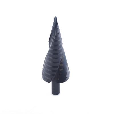 China HSS4241 4-32mm Triangular Metal Drilling HSS4241 4-32mm Spiral Groove Handle Nitriding Step Drill Bit Set For Sheet Metal Drilling for sale