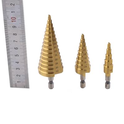 China 3Pcs Metal Drilling Set HSS Titanium Hex Shank Step Drill Bits For Metal Drilling for sale