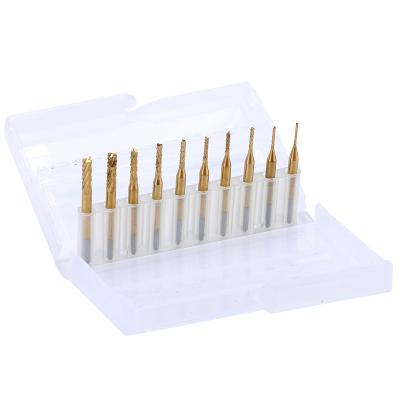 China PCB Drilling 10PC Corn Milling Cutter 0.8-3.175mm Carbide Milling Cutter Carving Milling Cutter PCB White Boxed Drill for sale