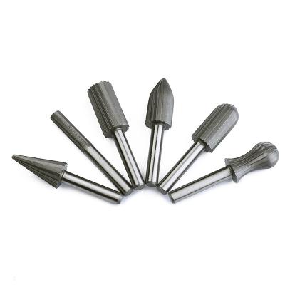 China 6pcs Carbide Polishing Drill Bit Cutter Woodworking Cutter Burrs Set Steel Rotary File Folder Rasp For Wood Carving for sale