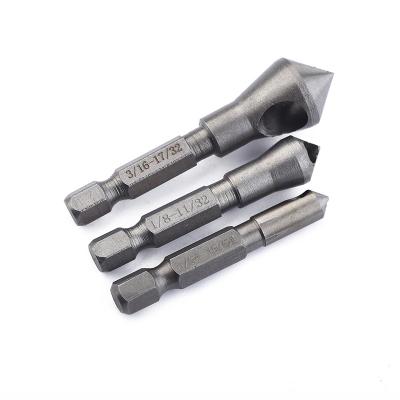 China 3PCS Reaming and Chamfering 90 Degree Inch Hex Shank Woodworking Milling Cutter Bitslant Hole Chip Removal Internal Chamfering Deburring Set for sale