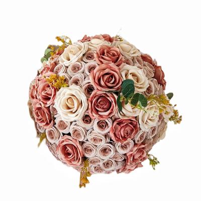 China High simulation 45cm-50cm high simulated mounted retro ball road lead wedding decor stage table centerpiece artificial flower ball for sale