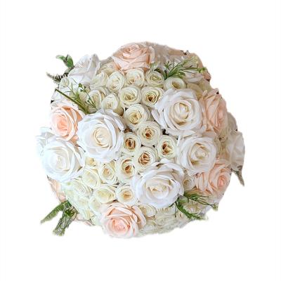 China New Design Handmade Artificial Flower Silk Wedding Table Centerpieces Artificial Silk Rose Ball Wedding Tall Artificial Flower Arrangement for sale