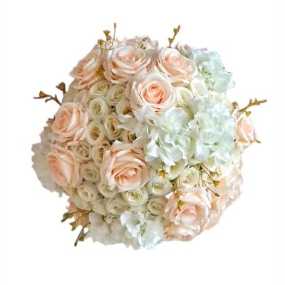 China Tops 2022 new simulation flower ball wedding centerpieces artificial silk high quality fake rose ball for sale